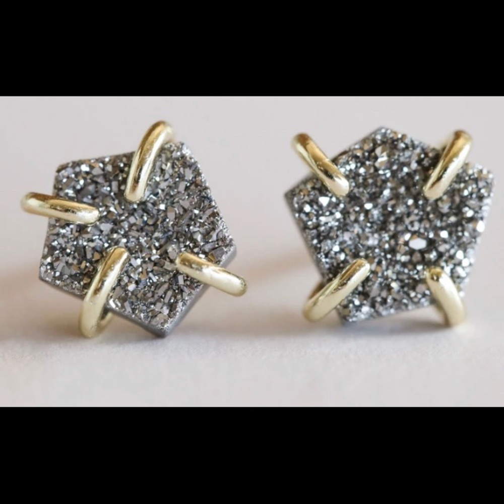 JaxKelly Jax Kelly Silver Druzy Prong Earrings